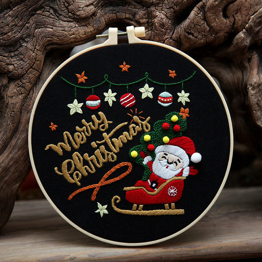 HKM-660051 Christmas Cartoon Pendant Embroidery Set with Santa, Snowman, and Candy Designs