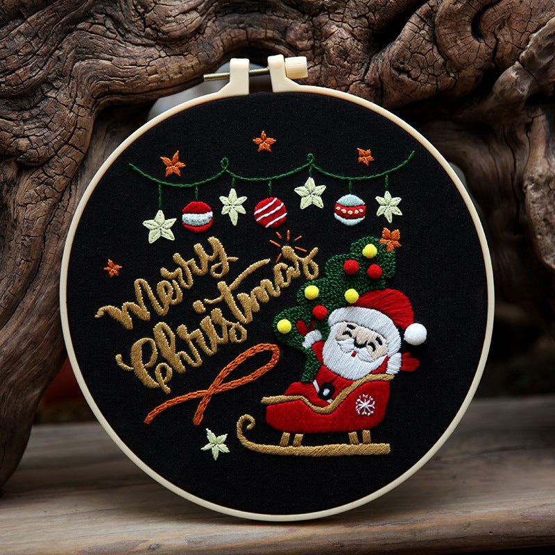 HKM-660051 Christmas Cartoon Pendant Embroidery Set with Santa, Snowman, and Candy Designs