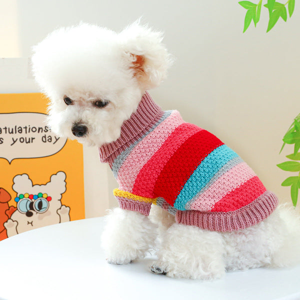 HKM-6600893 Colorful Striped Acrylic Sweater for Pets – Comfortable and Casual Design