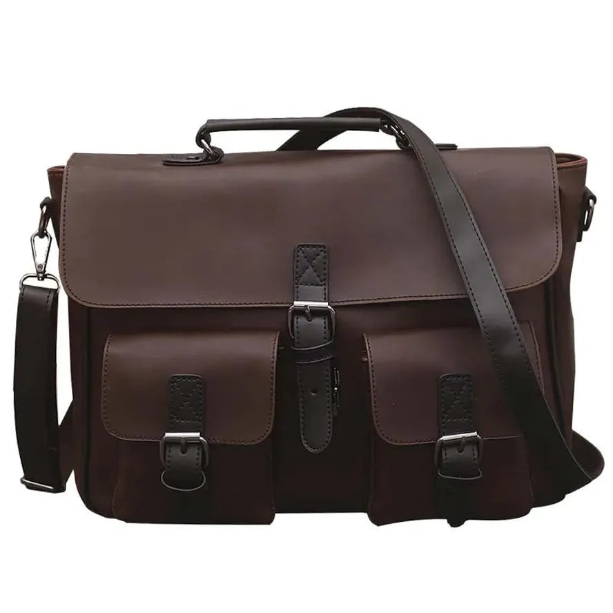 HKM-660179 Large Capacity Casual Crossbody Bag for Men - Versatile Leather Shoulder Briefcase with Stylish Design