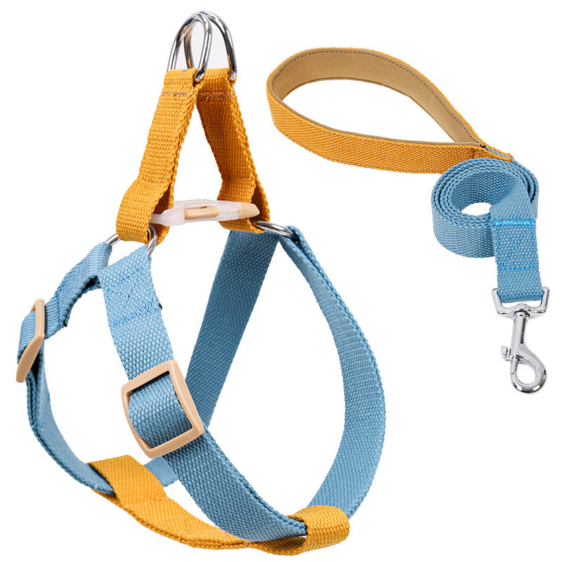 HKM-6602173 Drawstring Adjustable Chest Strap Dog Leash with Polyester Cotton Material