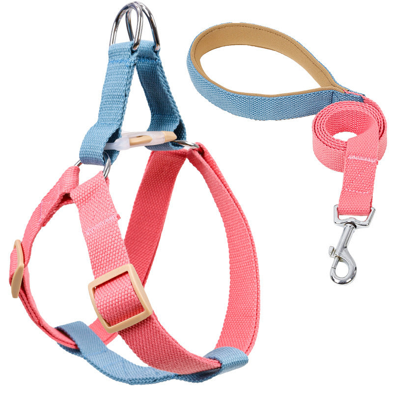 HKM-6602173 Drawstring Adjustable Chest Strap Dog Leash with Polyester Cotton Material