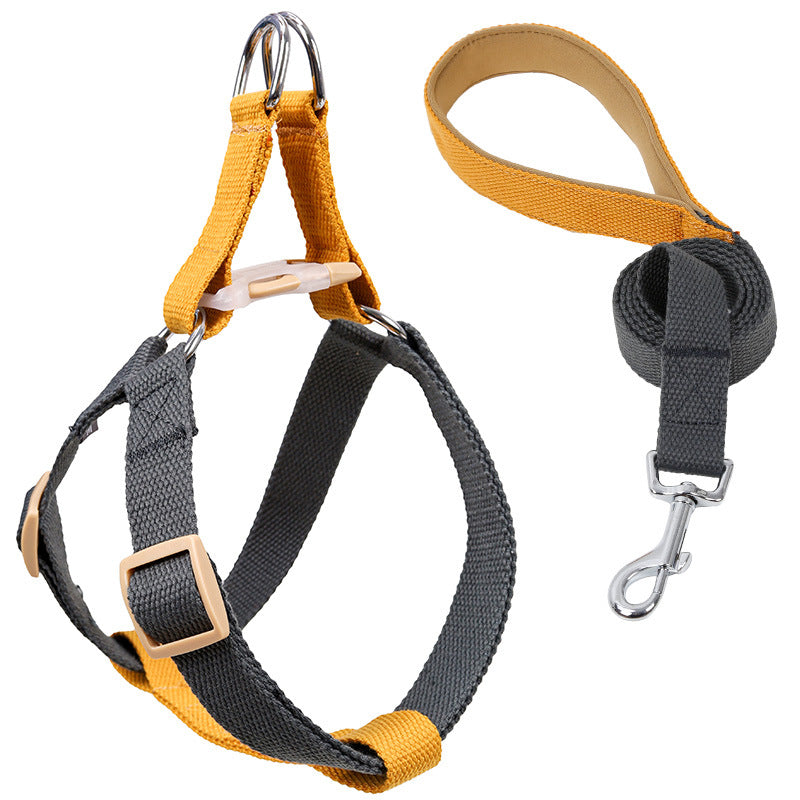HKM-6602173 Drawstring Adjustable Chest Strap Dog Leash with Polyester Cotton Material