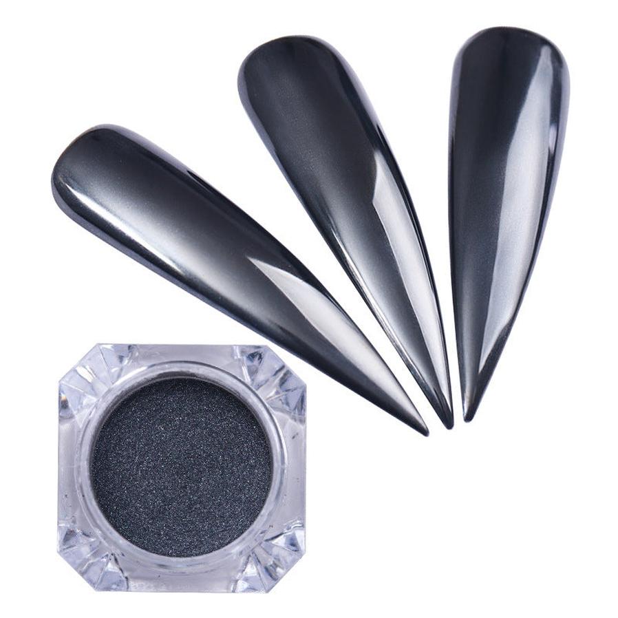 HKM-660243 Black Mirror Glitter Nail Powder - 1g Electroplating Powder for Stunning Nail Art