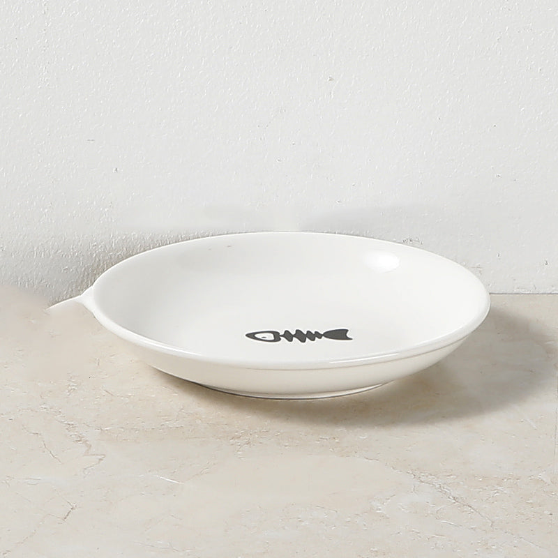 HKM-6603069 Ceramic Cat and Dog High Bowl with Bamboo Frame - Shallow Mouth Design for Comfort