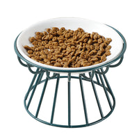 HKM-6603069 Ceramic Cat and Dog High Bowl with Bamboo Frame - Shallow Mouth Design for Comfort