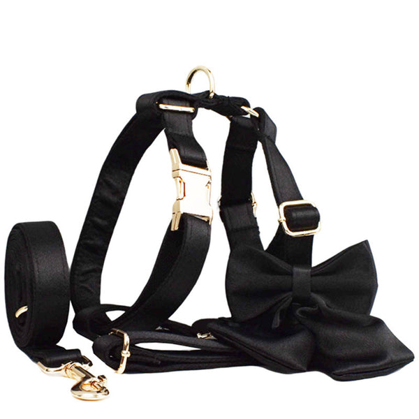 HKM-6604349 Pet Collar and Leash Set with Bow and Vest for Dogs