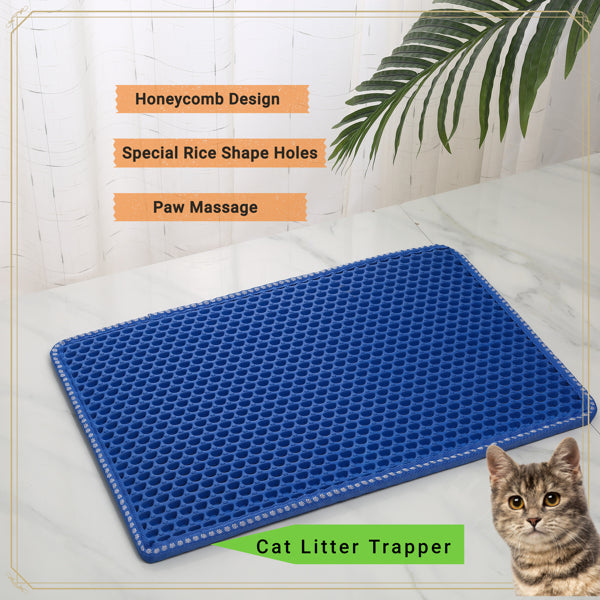 HKM-6604733 Double-Layer Rice Cat Litter Mat with Waterproof EVA Design for Easy Cleaning and Litter Trapping