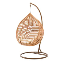 HKM-660627 Double Seated Rattan Egg Swing Chair with Cushion for Outdoor Patio and Garden Use