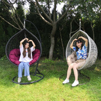 HKM-660627 Double Seated Rattan Egg Swing Chair with Cushion for Outdoor Patio and Garden Use
