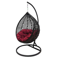 HKM-660627 Double Seated Rattan Egg Swing Chair with Cushion for Outdoor Patio and Garden Use