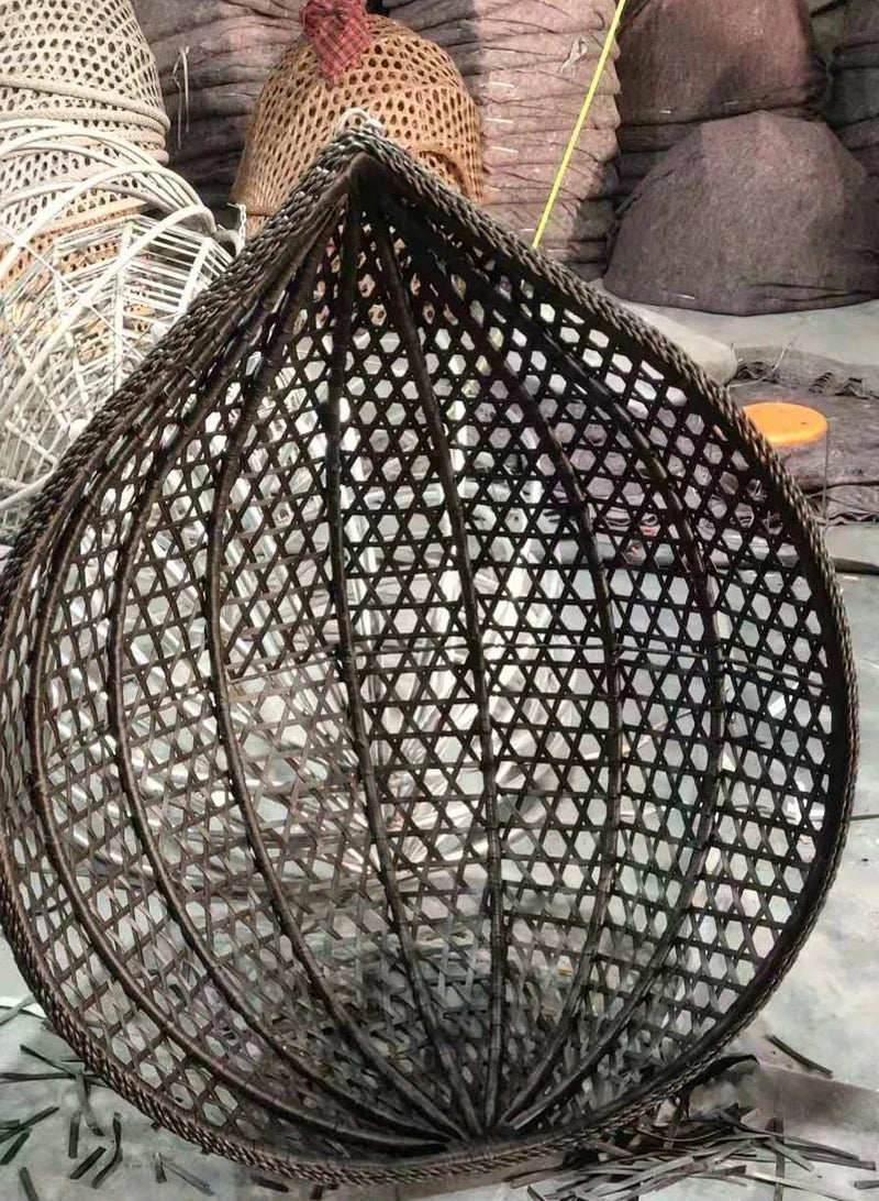 HKM-660627 Double Seated Rattan Egg Swing Chair with Cushion for Outdoor Patio and Garden Use