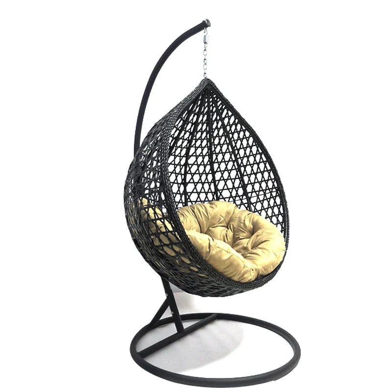 HKM-660627 Double Seated Rattan Egg Swing Chair with Cushion for Outdoor Patio and Garden Use