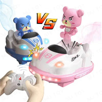 HKM-660755 Remote Control Cartoon Spray Bumper Cars for Two Players - Light & Music Fun
