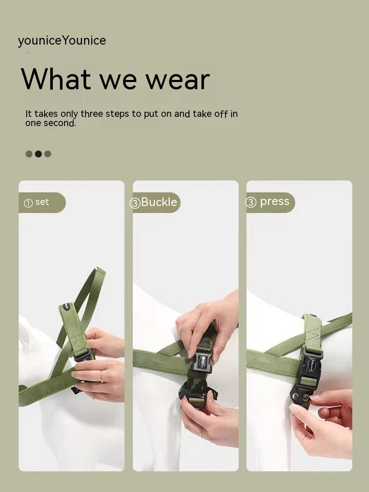 HKM-6607933 Dog Vest Harness with Explosive-Resistant Rope, Available in Army Green, Light Blue, and Light Purple