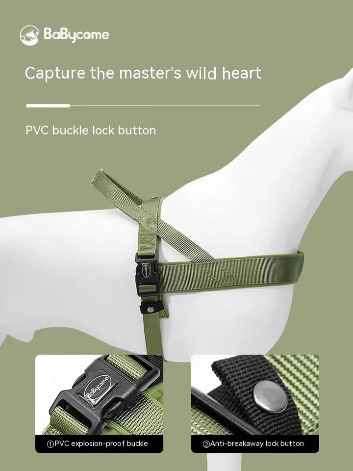 HKM-6607933 Dog Vest Harness with Explosive-Resistant Rope, Available in Army Green, Light Blue, and Light Purple
