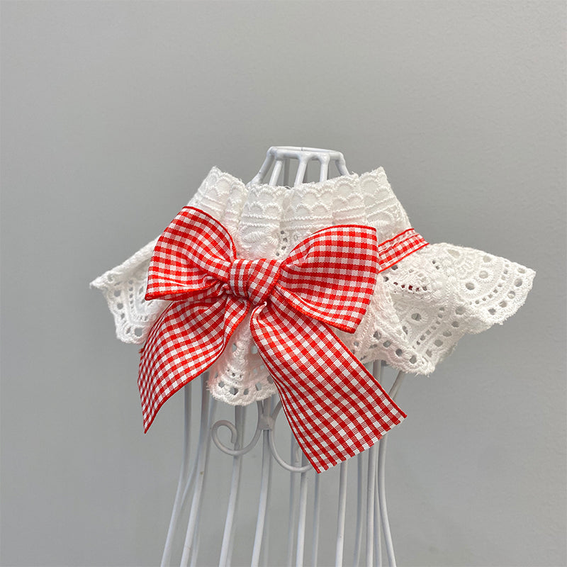 HKM-6608317 Stylish Red and Black Pet Bow Tie Bib for Dogs and Cats, Sizes XS to XL