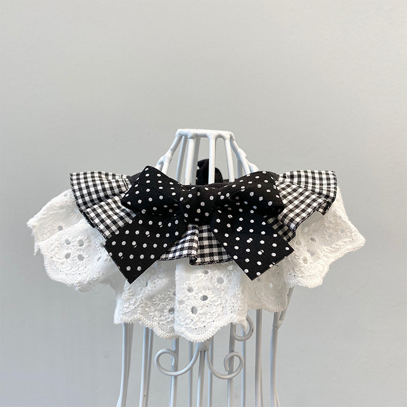 HKM-6608317 Stylish Red and Black Pet Bow Tie Bib for Dogs and Cats, Sizes XS to XL