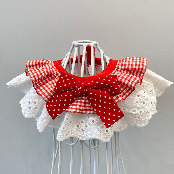 HKM-6608317 Stylish Red and Black Pet Bow Tie Bib for Dogs and Cats, Sizes XS to XL