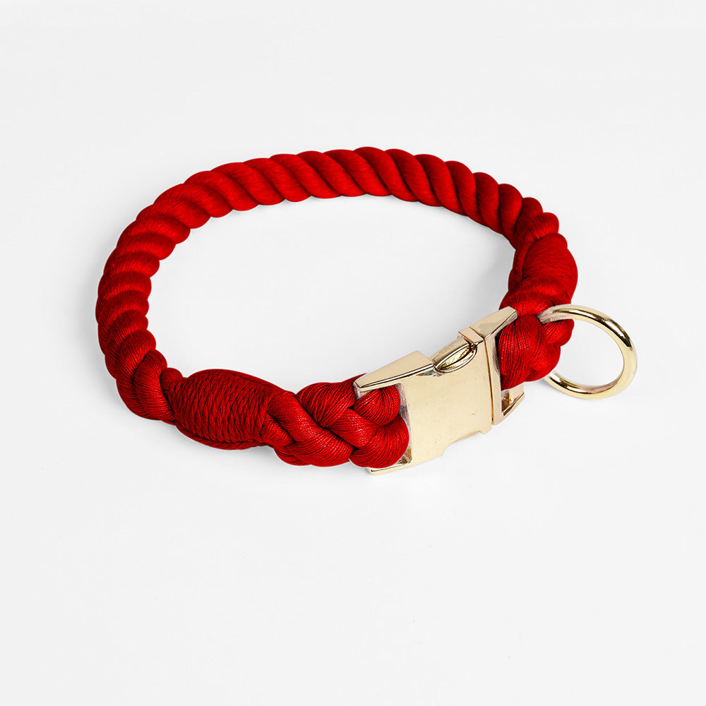 HKM-6608445 Woven Gradient Color Cotton Dog Collar for Pets in Various Vibrant Shades