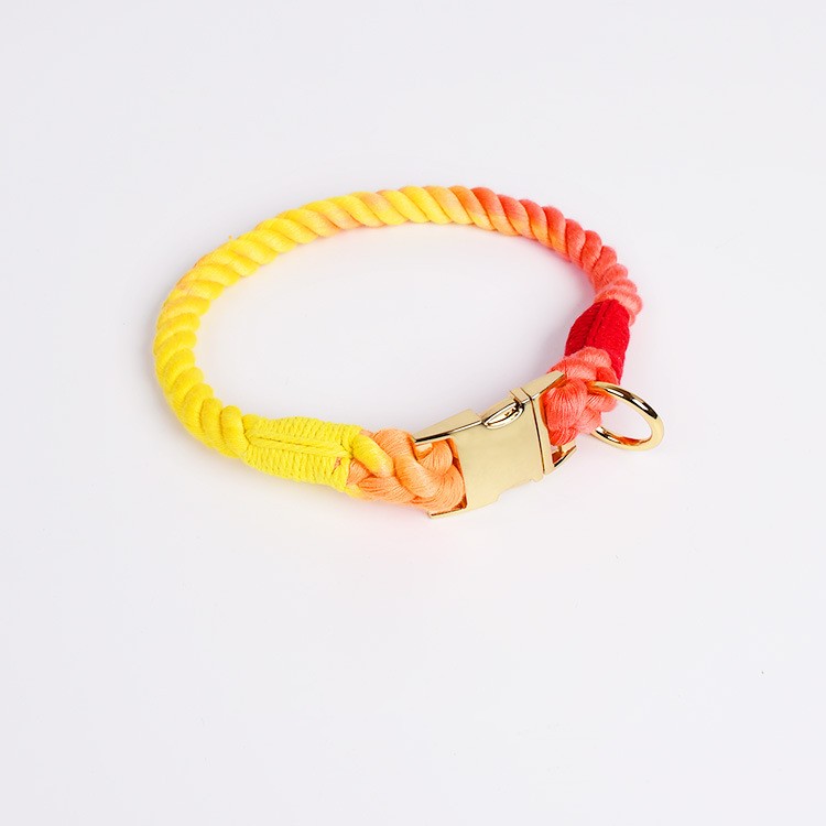 HKM-6608445 Woven Gradient Color Cotton Dog Collar for Pets in Various Vibrant Shades