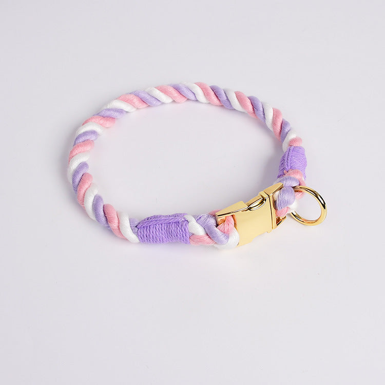 HKM-6608445 Woven Gradient Color Cotton Dog Collar for Pets in Various Vibrant Shades