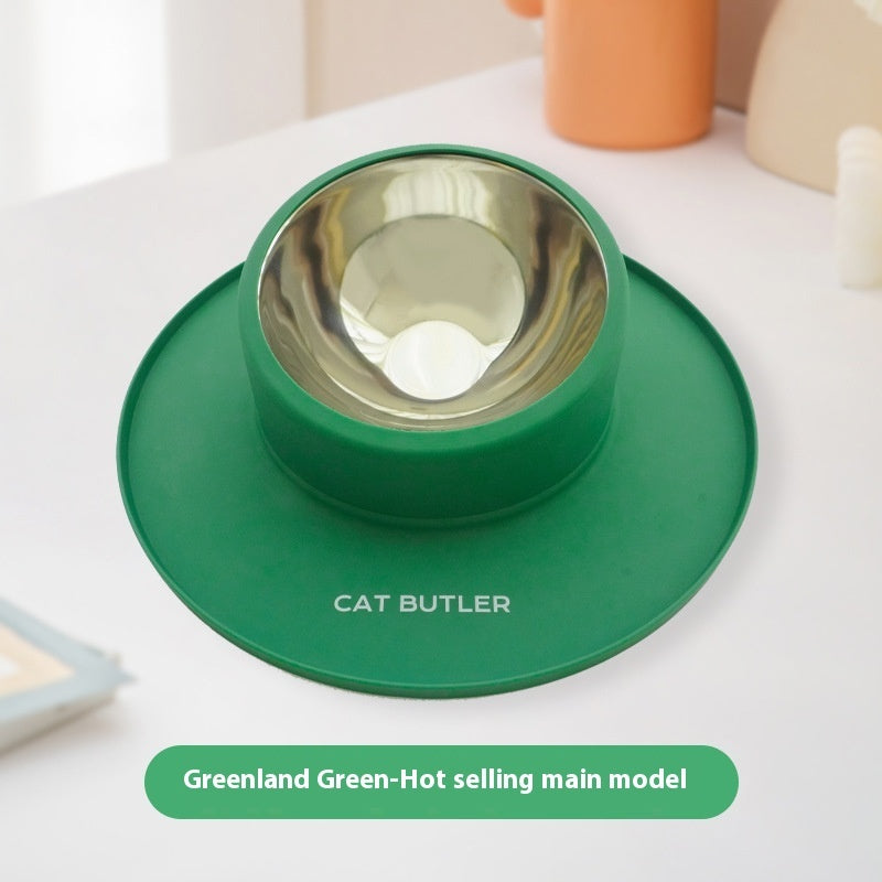 HKM-6608829 Silicone Non-slip Pet Bowl with Stainless Steel Insert - Leak-proof Design for Cats and Dogs