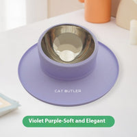 HKM-6608829 Silicone Non-slip Pet Bowl with Stainless Steel Insert - Leak-proof Design for Cats and Dogs