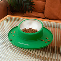 HKM-6608829 Silicone Non-slip Pet Bowl with Stainless Steel Insert - Leak-proof Design for Cats and Dogs