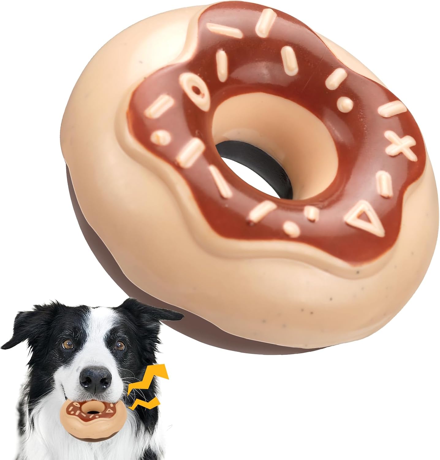HKM-6610109 Durable Chewy Donut Dog Toy for Teeth Grinding, Interactive Play, and Squeaky Fun for All Breeds