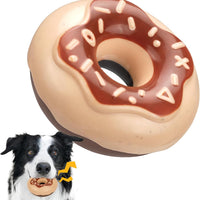 HKM-6610109 Durable Chewy Donut Dog Toy for Teeth Grinding, Interactive Play, and Squeaky Fun for All Breeds