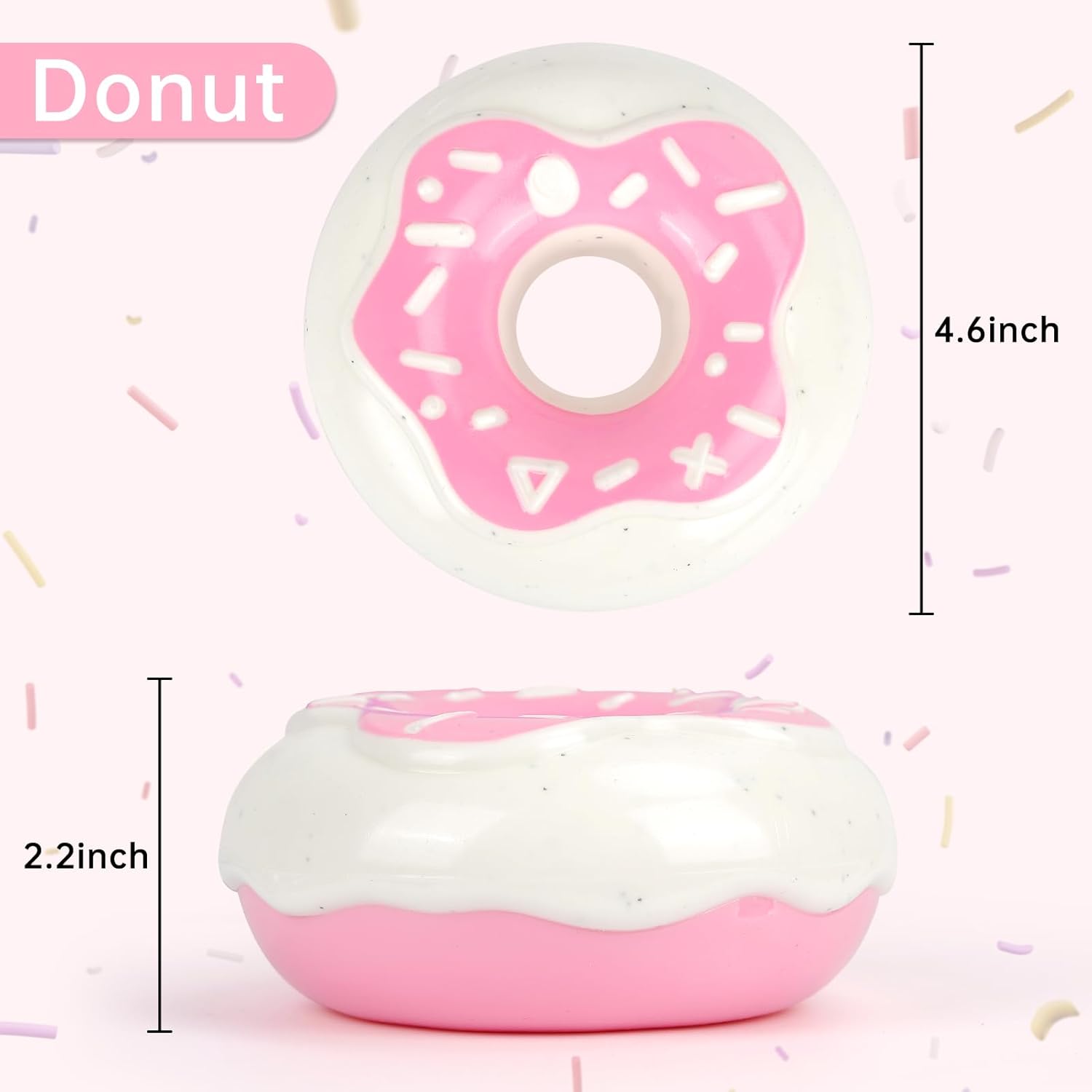 HKM-6610109 Durable Chewy Donut Dog Toy for Teeth Grinding, Interactive Play, and Squeaky Fun for All Breeds