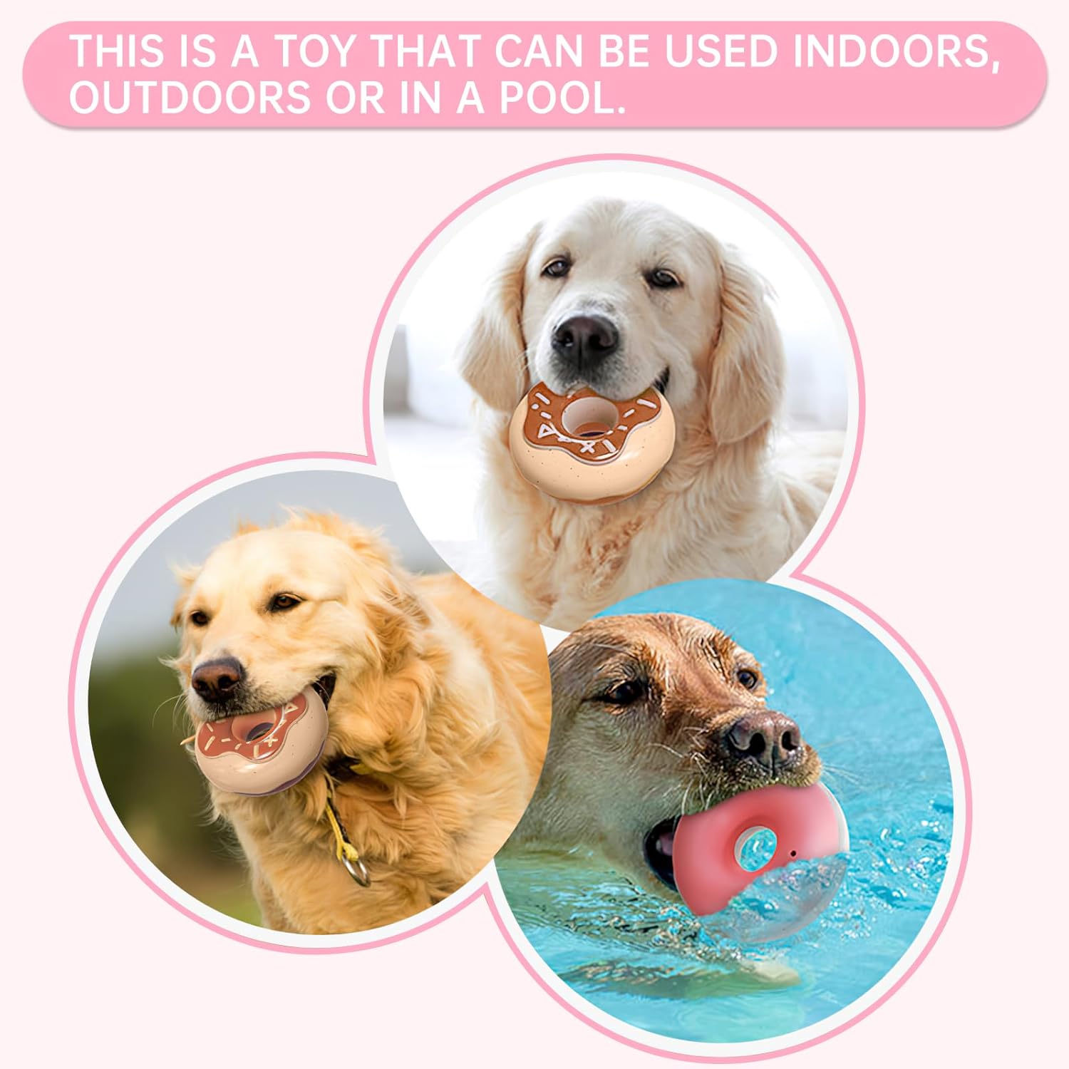 HKM-6610109 Durable Chewy Donut Dog Toy for Teeth Grinding, Interactive Play, and Squeaky Fun for All Breeds