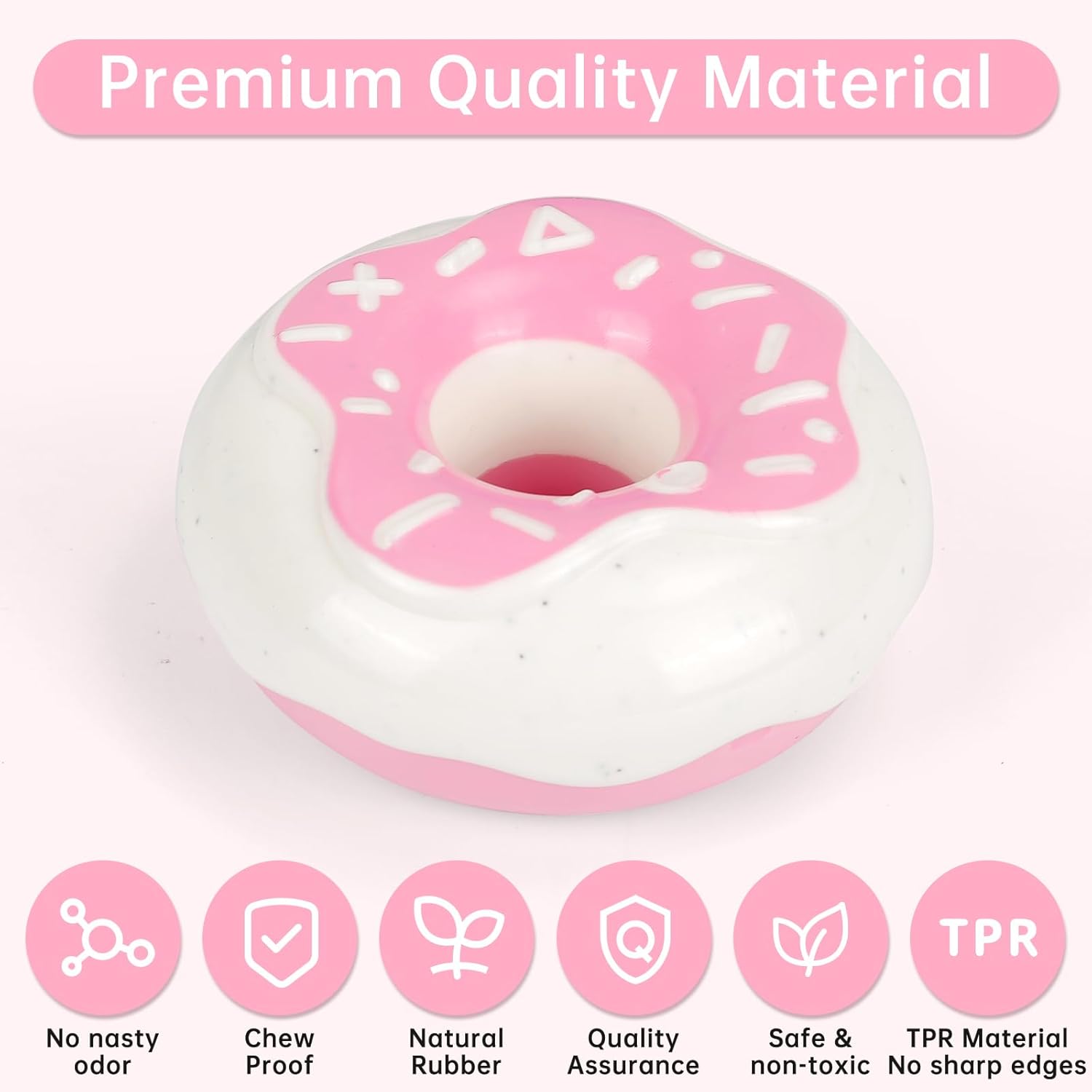 HKM-6610109 Durable Chewy Donut Dog Toy for Teeth Grinding, Interactive Play, and Squeaky Fun for All Breeds