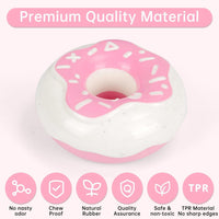 HKM-6610109 Durable Chewy Donut Dog Toy for Teeth Grinding, Interactive Play, and Squeaky Fun for All Breeds