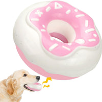 HKM-6610109 Durable Chewy Donut Dog Toy for Teeth Grinding, Interactive Play, and Squeaky Fun for All Breeds