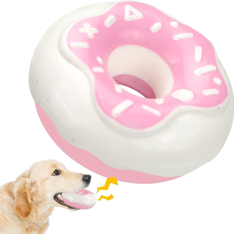 HKM-6610109 Durable Chewy Donut Dog Toy for Teeth Grinding, Interactive Play, and Squeaky Fun for All Breeds