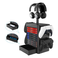 HKM-661075 Universal Gaming Accessories Storage Rack for Consoles, Headphones and Game Cards