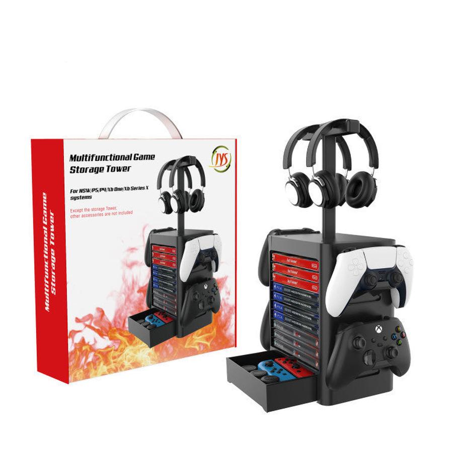 HKM-661075 Universal Gaming Accessories Storage Rack for Consoles, Headphones and Game Cards