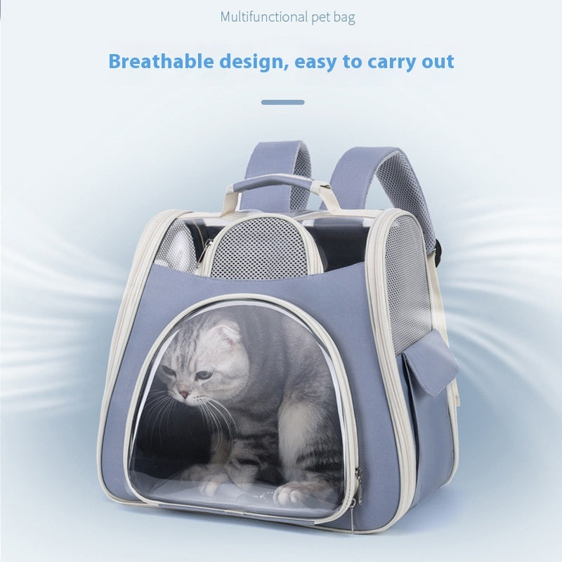 HKM-6610877 Portable Foldable Pet Carrier Bag - Medium Capacity, Soft PU PVC, Available in Blue, Pink, Green, Gray, White
