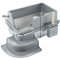 HKM-661203 Stainless Steel Cat Litter Box with 20L Capacity and Anti-Splash Design