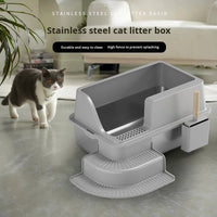 HKM-661203 Stainless Steel Cat Litter Box with 20L Capacity and Anti-Splash Design