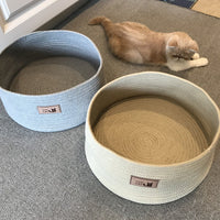 HKM-6612669 Handmade Cotton Rope Round Cat Bed - Non-Sticky, Comfortable, Easy to Clean