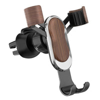 HKM-661267 Solid Walnut Gravity Phone Holder for Car Navigation, Compatible with Most Smartphones