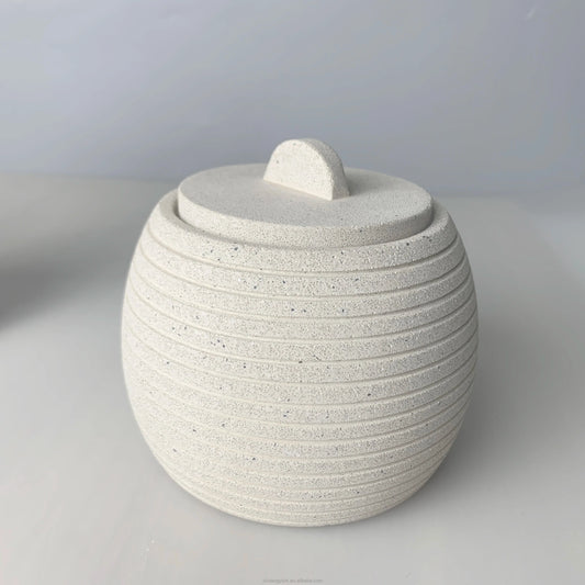 HKM-661331 Modern Cement Lotion Bottle and Storage Jar with Lid for Bathroom Accessories