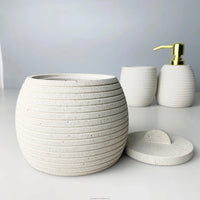 HKM-661331 Modern Cement Lotion Bottle and Storage Jar with Lid for Bathroom Accessories