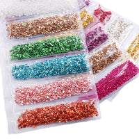 HKM-661395 Diamond Glass Fragments for Nail Art - Gold and Silver Broken Glass Sequins (26g, QCR10128)