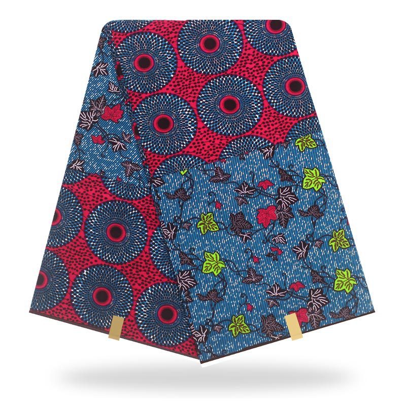HKM-661587 African Cotton Batik Cloth - 6 Yards, 100% Cotton, Plant Print, Versatile for Apparel and Home Décor