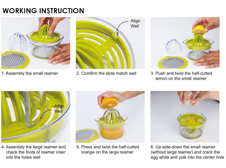 HKM-661651 Manual Hand Press Juicer for Fresh Citrus Extraction, Portable Orange Squeezer