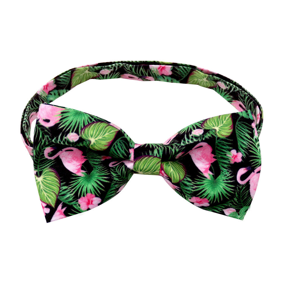 HKM-6616637 Tropical Fruit-Themed Bow Tie for Dogs and Cats - Cactus, Pineapple, Lemon Patterns